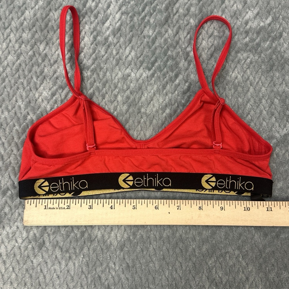 ETHIKA Bralette Women's M Red Bra Spaghetti Strap Razor Back Cotton - Picture 3 of 10